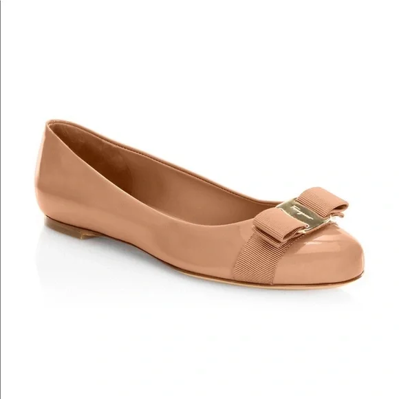 Salvatore Ferragamo Varina Patent Leather Ballet Flats - Picture 1 of 8